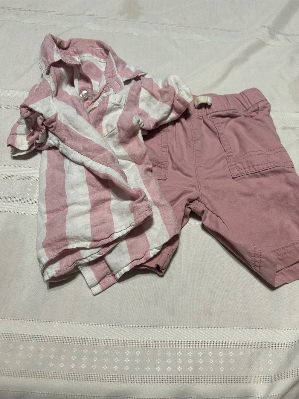 wonder nation Pink and White Stripe Shirt with Solid Pink Shorts
